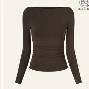 NWT OGL Brami Top Ruched Boatneck Thermal Built-In Pads size L